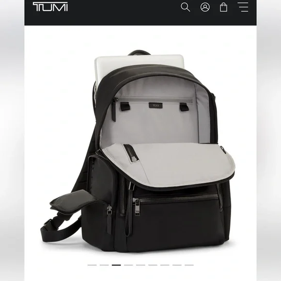 Tumi Black Men's Travel Backpack with Multiple Zip Pockets - Picture 3 of 12